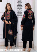 Embroidered Woolen Kurti With Pant And Shawl-ISKWSU2910ND3279