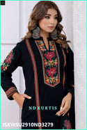 Embroidered Woolen Kurti With Pant And Shawl-ISKWSU2910ND3279