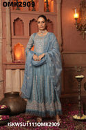 Self Printed Organza Anarkali Kurti With Pant And Dupatta-ISKWSU1111OMK2909