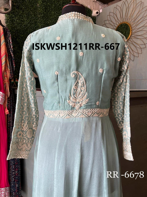 Embroidered Chinon Kurti With Sharara And Dupatta-ISKWSH1211RR-6678