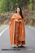 Printed Cotton Double Layer Kurti With Dupatta-ISKWKU1211RC1037