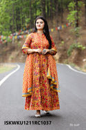 Printed Cotton Double Layer Kurti With Dupatta-ISKWKU1211RC1037