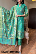 Self Zari Thread Banarasi Silk Kurti With Silk Pant And Self Zari Jacquard Dupatta-ISKWSU1311VC3327