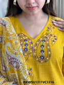 Handloom Cotton Kurti With Cotton Pant And Hand Block Printed Kota Doriya Dupatta-ISKWSU1311VC3316