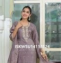 Embroidered Silk Kurti With Pant And Dupatta-ISKWSU14118524