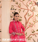 Embroidered Silk Kurti With Pant And Dupatta-ISKWSU14118523