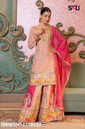 Embroidered Silk Kurti With Sharara And Dupatta-ISKWSH14118522