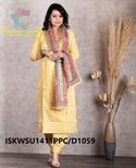 Cotton Schiffli Kurti With Pant And Digital Printed Organza Dupatta-ISKWSU1411PPC/D1573