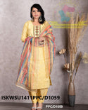 Cotton Schiffli Kurti With Pant And Digital Printed Organza Dupatta-ISKWSU1411PPC/D1573