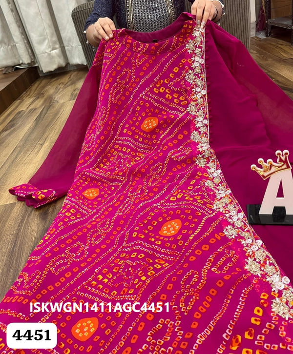 Georgette Gown Attached With Bandhani Printed Drape-ISKWGN1411AGC4451