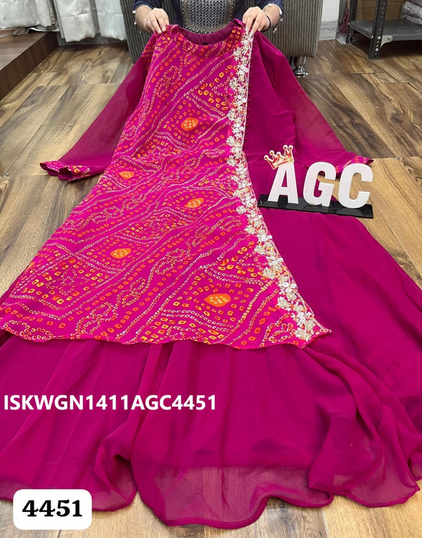 Georgette Gown Attached With Bandhani Printed Drape-ISKWGN1411AGC4451