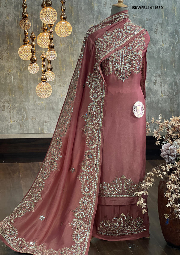 Embroidered Shimmer Tissue Kurti With Crepe Bottom And Dupatta-ISKWFBL14116301