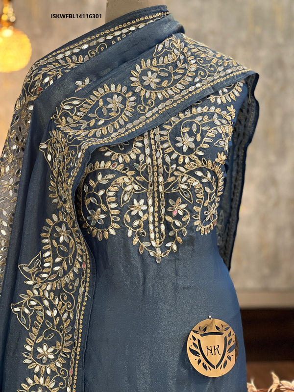 Embroidered Shimmer Tissue Kurti With Crepe Bottom And Dupatta-ISKWFBL14116301