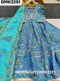 Floral Printed Dobby Cotton Anarkali Kurti With Pant And Hand Block Printed Kota Doriya Dupatta-ISKWSU1411OMK3591