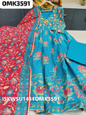 Floral Printed Dobby Cotton Anarkali Kurti With Pant And Hand Block Printed Kota Doriya Dupatta-ISKWSU1411OMK3591