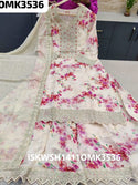 Floral Printed Chinon Kurti With Sharara And Dupatta-ISKWSH1411OMK3536