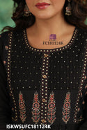 Sequined Cotton Flared Kurti With Pant And Printed Dupatta-ISKWSUFC181124K