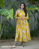 Kalamkari Printed Cotton Anarkali Kurti With Cotton Pant And Kota Doriya Dupatta-ISKWSU1811PPC/D1640