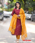 Handloom Weaved Silk Kurti With Silk Pant And Zari Dupatta-ISKWSU1811PPC/D1694