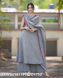 Handloom A-Line Kurti With Handloom Cotton Palazzo And Linen Dupatta-ISKWSU1811PPC/D1852