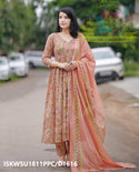 Kalamkari Printed Cotton Anarkali Kurti With Pant And Malmal Cotton Dupatta-ISKWSU1811PPC/D1616