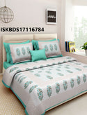 Jaipuri Printed Double Bed-Sheet With 2 Flap Pillow Cover Set-ISKBDS17116784