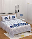 Jaipuri Printed Double Bed-Sheet With 2 Flap Pillow Cover Set-ISKBDS17116784