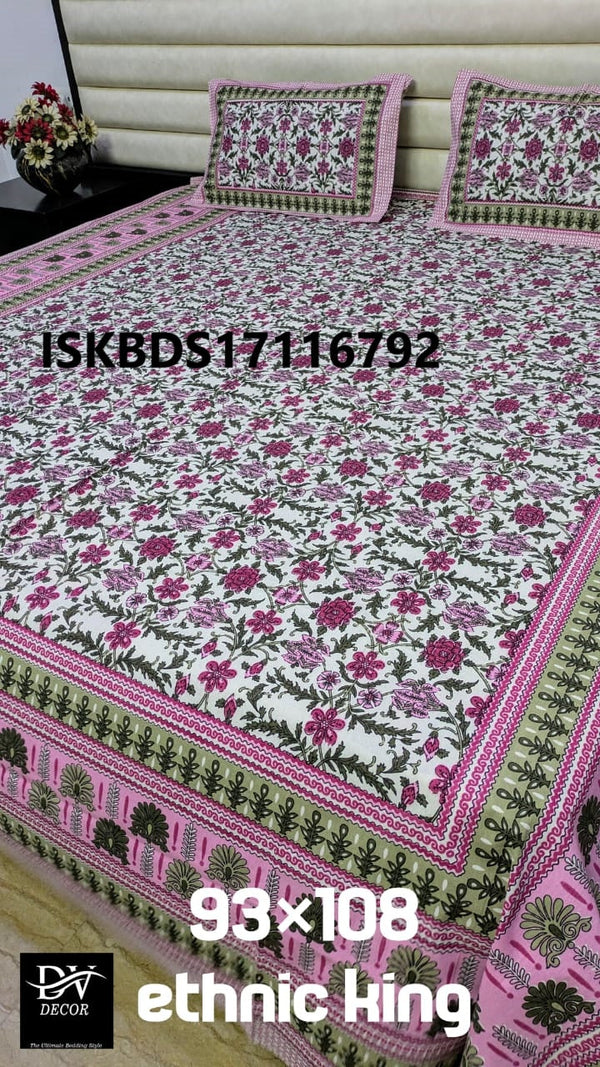 Cotton King Size Bedsheet With Pillow Cover-ISKBDS17116792