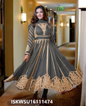 Embroidered Georgette Anarkali Kurti With Pant And Net Dupatta-ISKWSU16111474