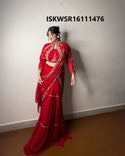 Embroidered Georgette Ready To Wear Saree With Blouse-ISKWSR16111476