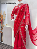 Embroidered Georgette Ready To Wear Saree With Blouse-ISKWSR16111476