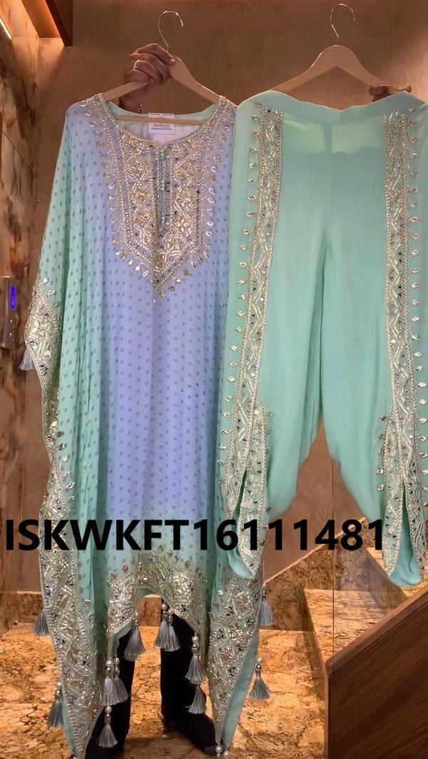 Digital Printed Chinon Silk Kaftan With Butter Silk Dhoti-ISKWKFT16111481