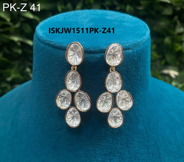 Kundan Earrings Set-ISKJW1511PK-Z41