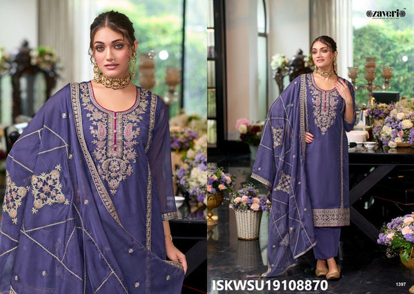 Embroidered Organza Kurti With Silk Pant And Dupatta-ISKWSU19108870