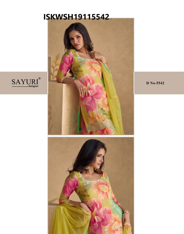 Printed Chinon Silk Kurti With Sharara And Net Dupatta-ISKWSH19115542