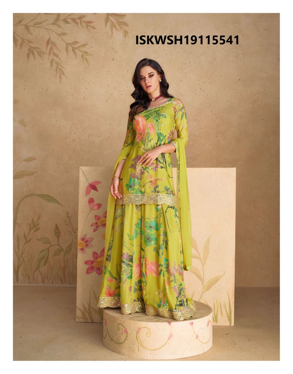 Printed Chinon Silk Kurti With Sharara And Net Dupatta-ISKWSH19115541