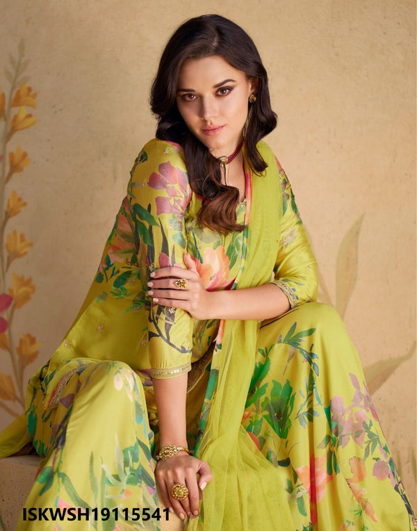 Printed Chinon Silk Kurti With Sharara And Net Dupatta-ISKWSH19115541