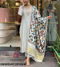 Embroidered Silk Kurti With Pant And Printed Gaji Silk Dupatta-ISKWSUFC281024C