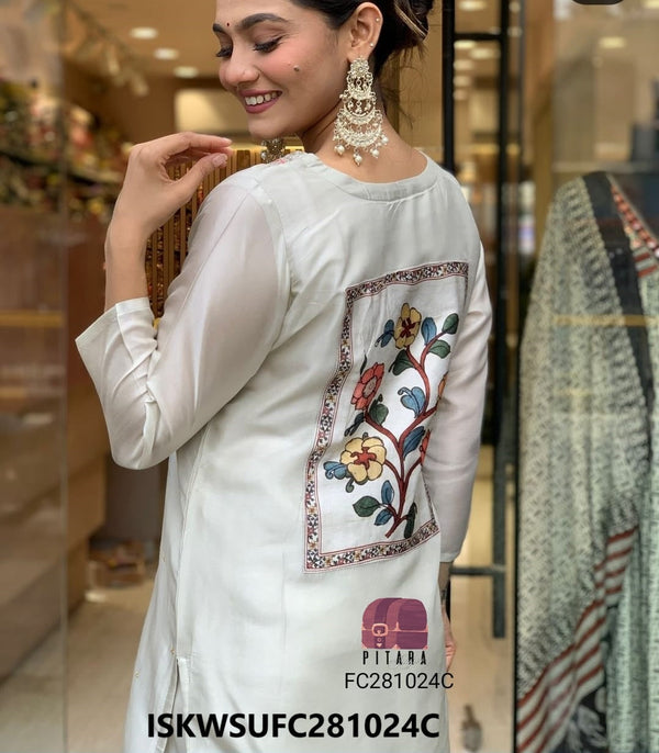 Embroidered Silk Kurti With Pant And Printed Gaji Silk Dupatta-ISKWSUFC281024C