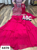 Georgette Skirt Attached With Drape And Embroidered Crop Top-ISKWSKT2011AGC4479