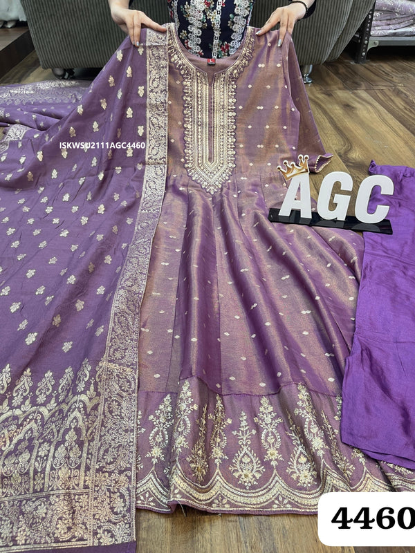 Self Weaving Tissue Shimmer Anarkali Kurti With Maslin Pant And Banarasi Dupatta-ISKWSU2111AGC4460