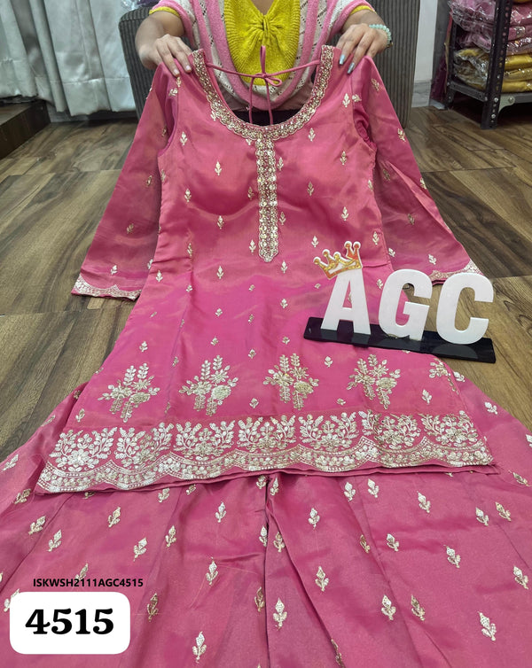 Embroidered Tissue Silk Kurti With Sharara And Dupatta-ISKWSH2111AGC4515