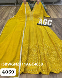 Embroidered Georgette Gown With Dupatta-ISKWGN2111AGC4059