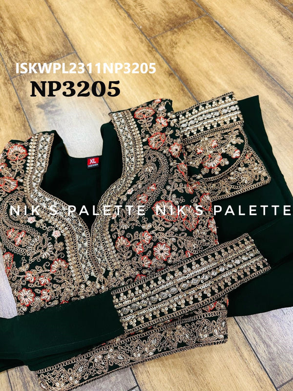 Embroidered Georgette Palazzo With Crop Top And Dupatta-ISKWPL2311NP3205