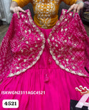 Embroidered Chinon Silk Gown With Bandhani Jacket-ISKWGN2311AGC4521