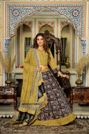 Bagru Hand Block Printed Cotton Lehenga With Blouse And Malmal Dupatta-ISKWLH251119002