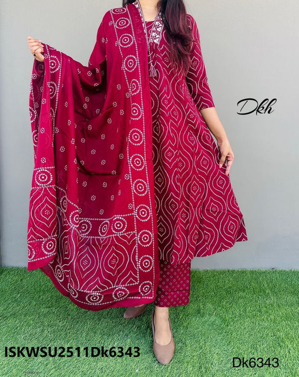 Printed Cotton Kurti With Pant And Dupatta-ISKWSU2511Dk6343