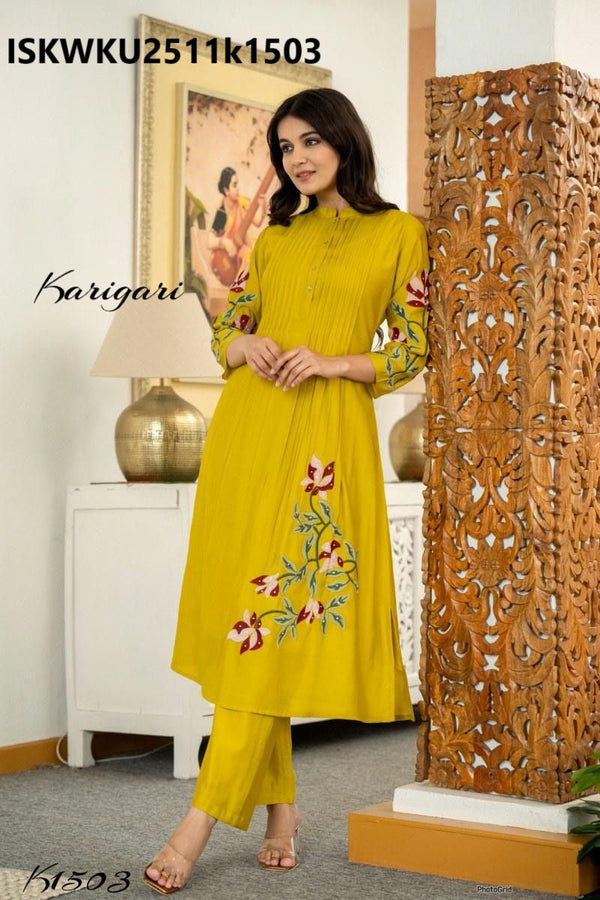 Embroidered Silk Kurti With Pant-ISKWKU2511k1503