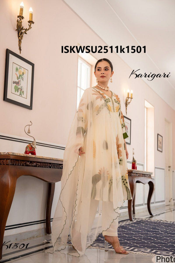 Embroidered Silk Kurti With Pant And Dupatta-ISKWSU2511k1501