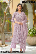 Digital Floral Printed Cotton Anarkali Kurti With Pant And Dupatta-ISKWSU2511OMK2961